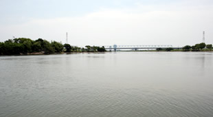 船上から江戸川を眺める